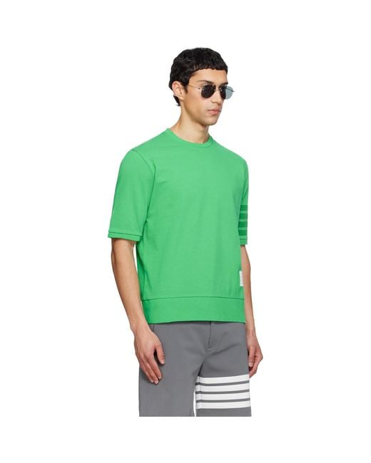 Thom Browne Green Cotton Jersey 4-Bar T-Shirt for men
