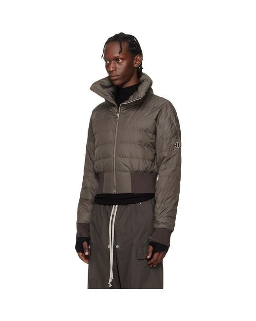 Rick Owens Brown Moncler + Cropped Down Jacket for men