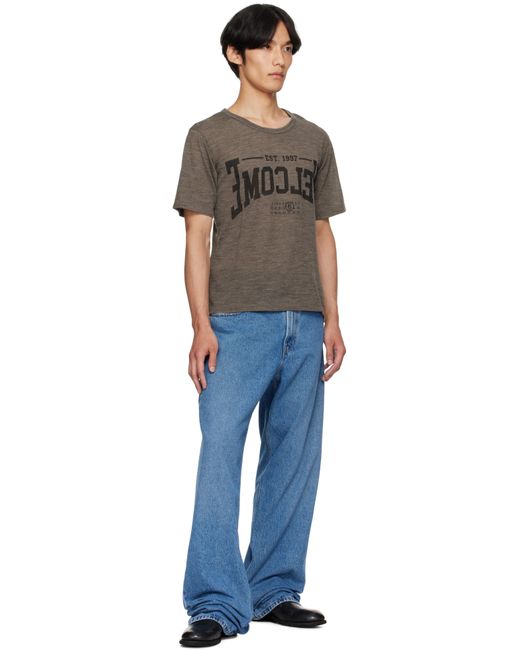 MM6 by Maison Martin Margiela Black Taupe 'Welcome' T-Shirt for men