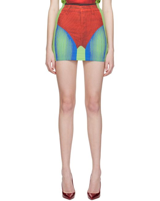 Y. Project Blue Red & Green Jean Paul Gaultier Edition Body Morph Miniskirt