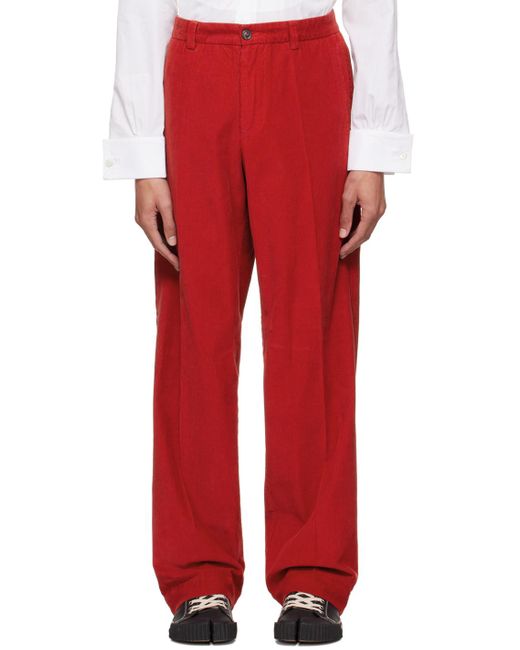 Maison Margiela Red Belt Loops Trousers for men