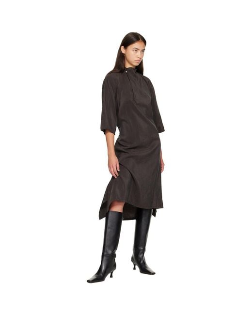 Lemaire Black Soft Collar Midi Dress