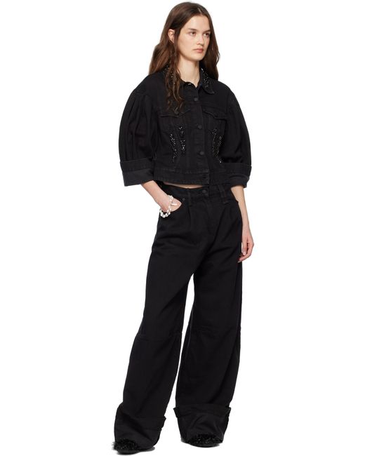 【SIMONE ROCHA】Turbo Embellished Sculpted デニムジャケット Turbo embellished denim jacket in blue - Simone Rocha
