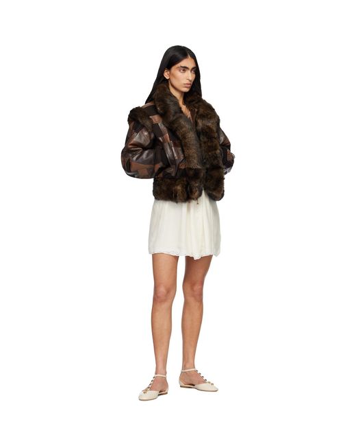 Chloé Black Short Hybrid Leather Bomber Jacket