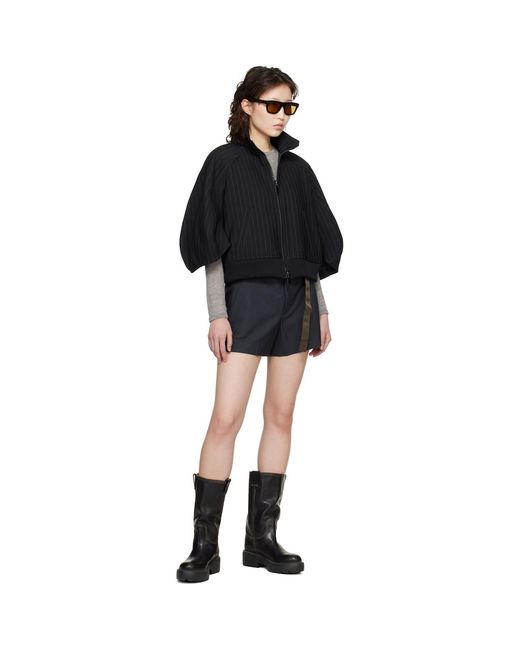 Sacai Black Suiting & Nylon Twill Shorts