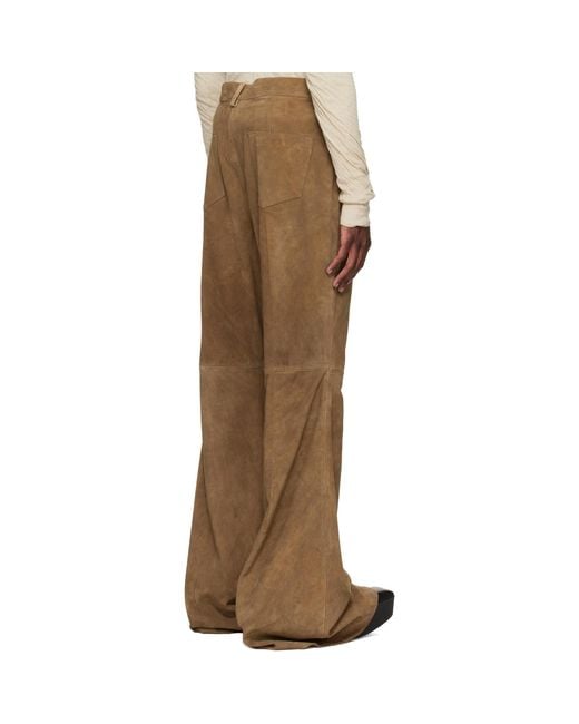 Rick Owens Natural Temple Bolan Bootcut Suede Pants for men