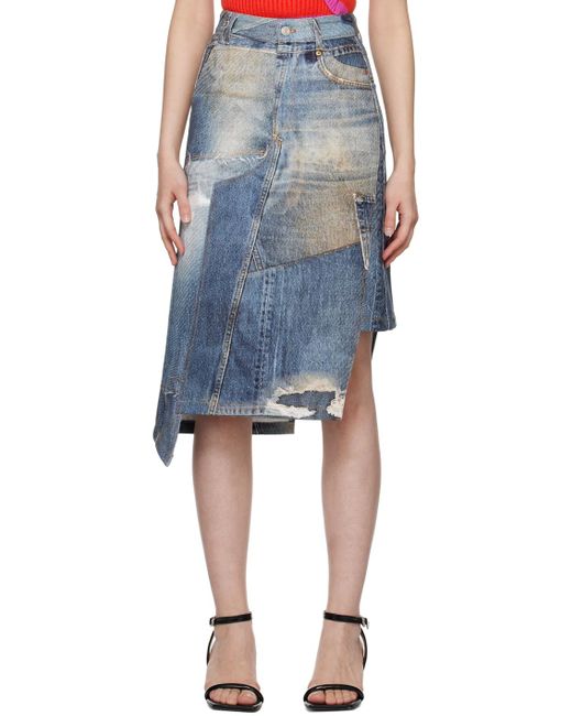 ANDERSSON BELL Blue Ssense Exclusive Rework Denim Midi Skirt