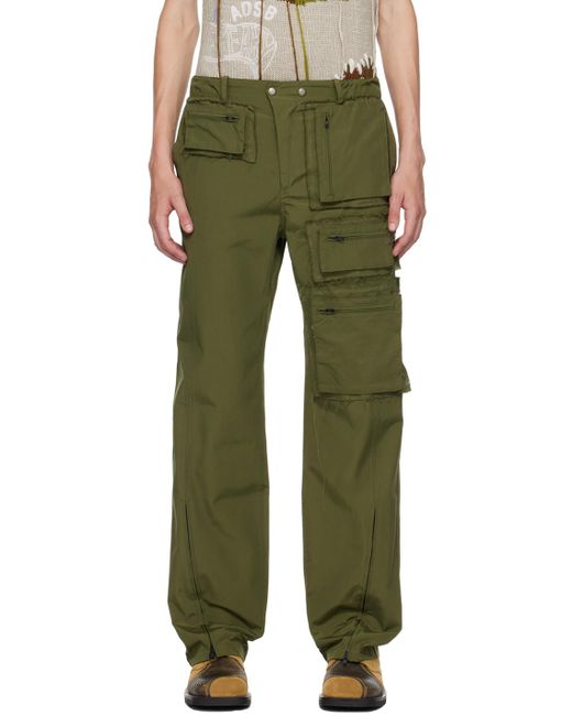 ANDERSSON BELL Green Zip Pockets Cargo Pants for men