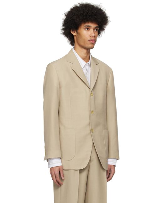 Auralee Natural Taupe Single-breasted Blazer for men