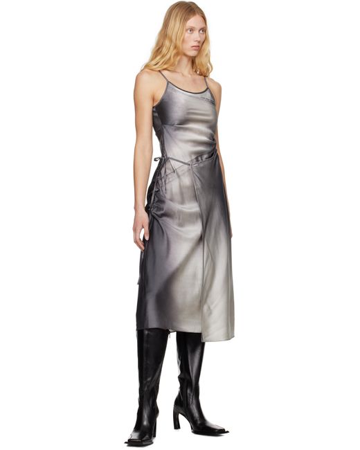 Robe Midi Drapée Grise Feng Chen Wang en coloris Black