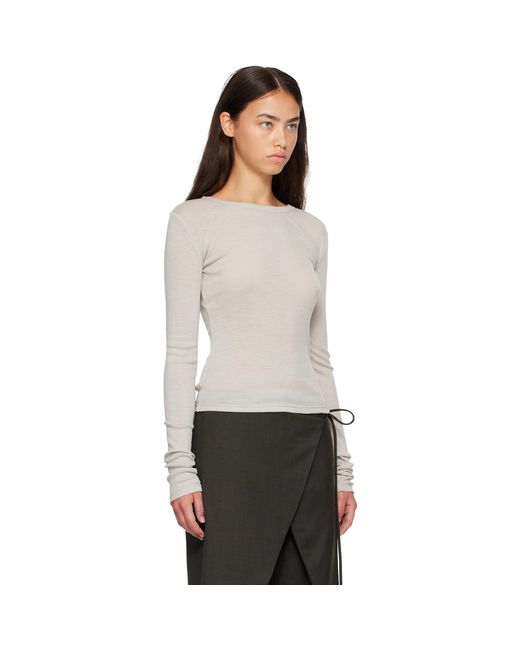 St. Agni Gray Off- Baby Wool Long Sleeve T-Shirt