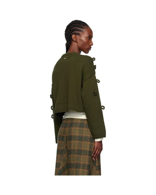 J.W. Anderson Green Khaki Cropped Loop Sweater