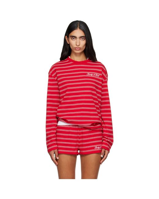 Sporty & Rich Red Signature Logo Easy Longsleeve T-Shirt