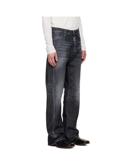 DSquared² Black Loose Twisted Jeans for men