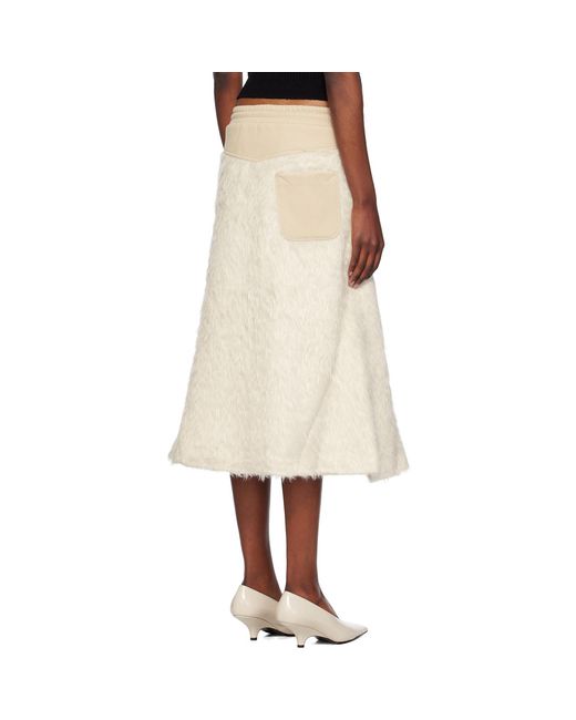 OPEN YY Natural Shaggy Faux-Fur Midi Skirt