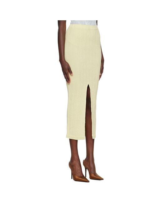 Issey Miyake Yellow Off- Rill Midi Skirt