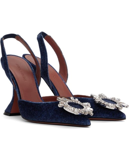 AMINA MUADDI Blue Begum Sling Heels