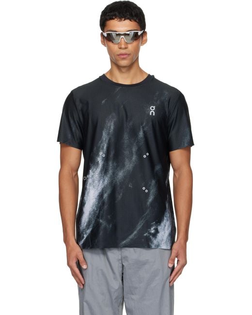 On Shoes Black Pace Mesh T-Shirt for men