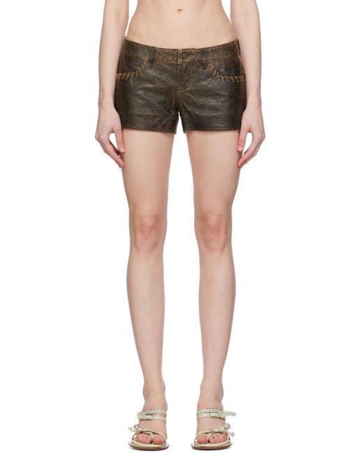 Guess USA Black Crackle Leather Shorts