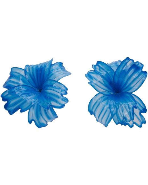 Toga Blue Ssense Exclusive Runway Flower Earrings