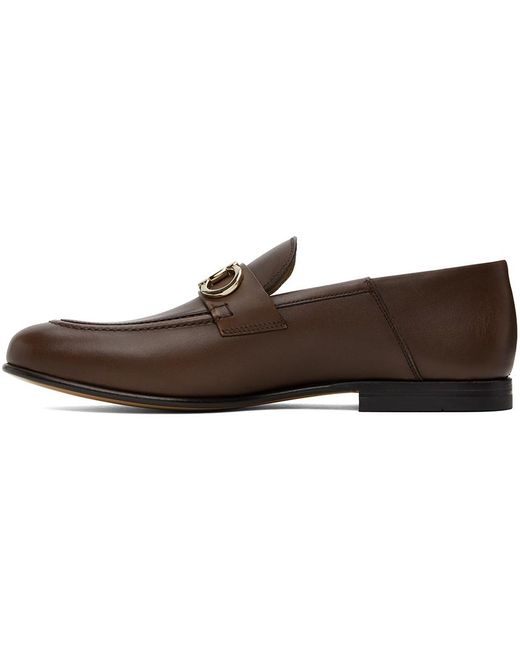 Ferragamo Black Brown Hardware Loafers for men