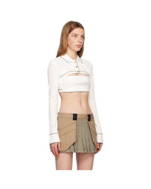 Dion Lee Natural Off-white Shrunken Snap Polo