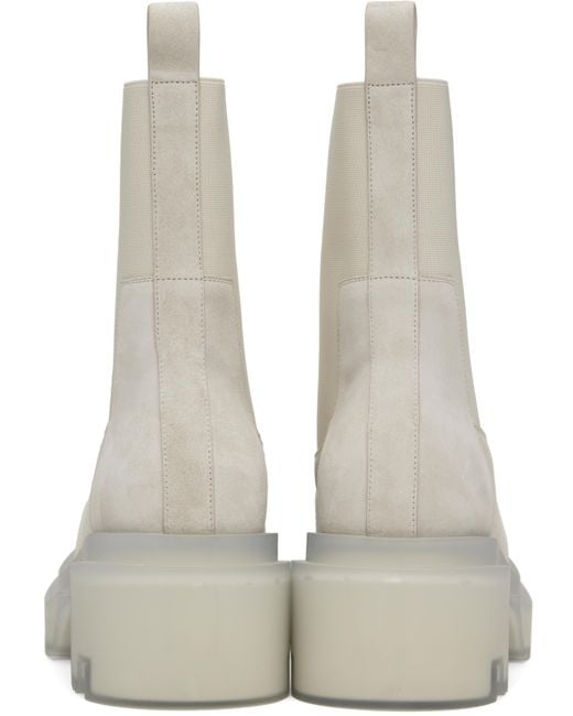 Rick Owens Hollywood Beatle Bogun Chelsea Boots in White for