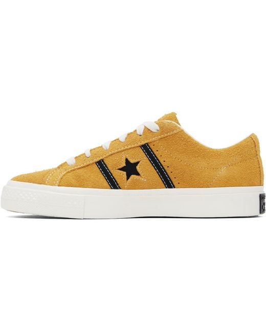 Converse Black Yellow One Star Academy Pro Suede Low Top Sneakers for men