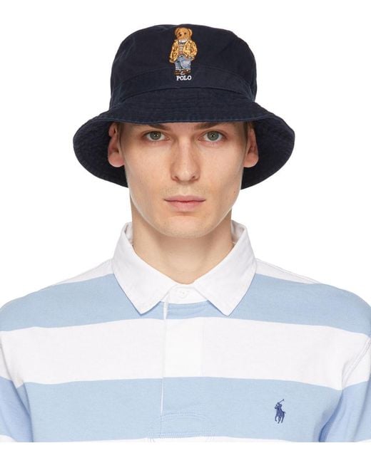 Polo Ralph Lauren Navy Chino Bear Bucket Hat in Blue for Men | Lyst  Australia