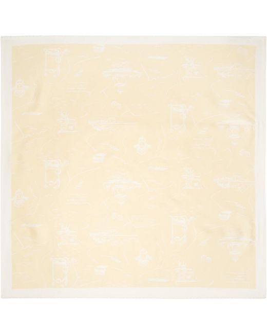 Maison Kitsuné Natural Parisian Map Silk Scarf for men
