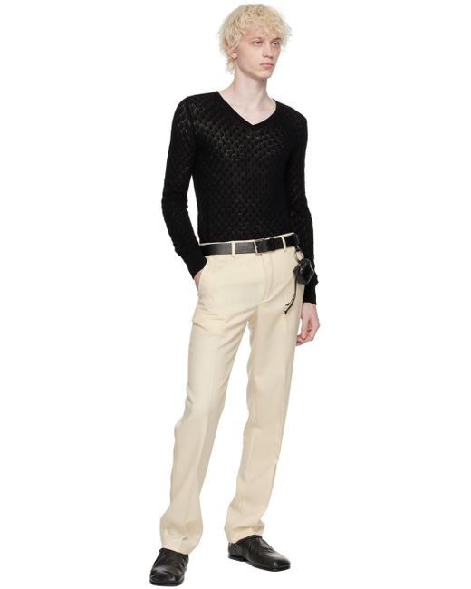 Dries Van Noten Black Off- Wool Trousers for men