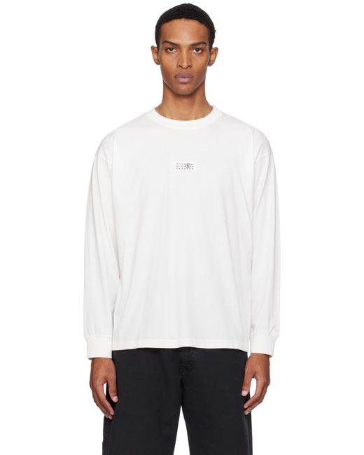 MM6 by Maison Margiela White Long-Sleeved Numeric Signature T-Shirt for men
