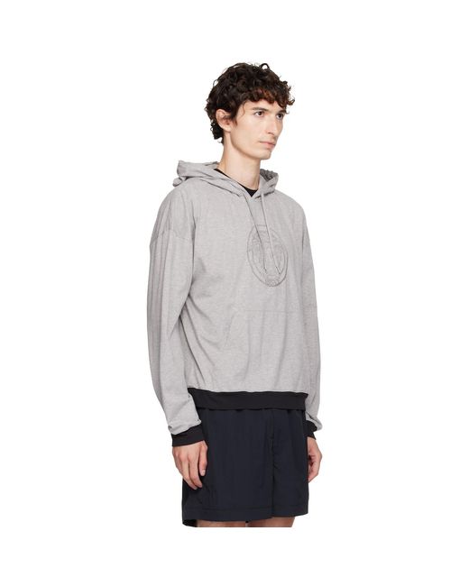 Versace Gray Printed Cotton-Jersey Hoodie for men