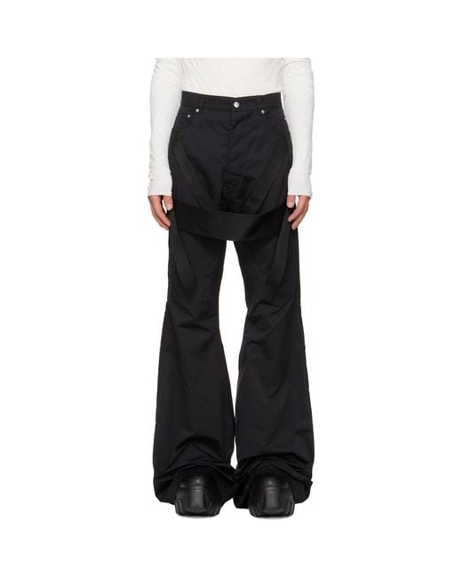 Rick Owens Black Tower Megastrapped Bolan Bootcut Trousers for men