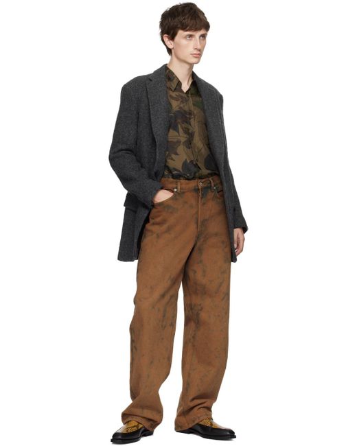 Dries Van Noten Brown & Gray Tie-dye Jeans for men