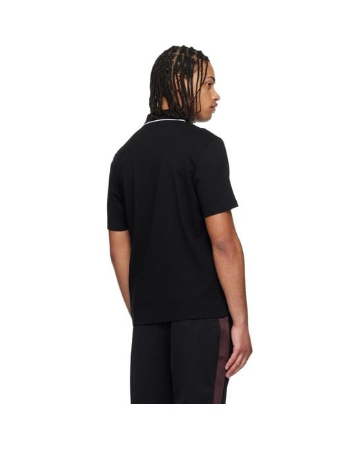 HUGO Black Cotton-Jersey Contrast Edges Polo for men