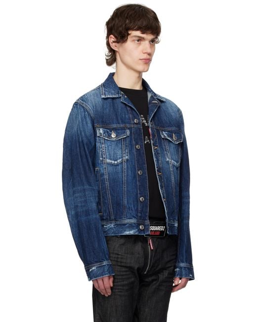 メンズ DSquared² ブルー Be Cool Be Nice Wash L.A. Jean デニムジャケット Blue
