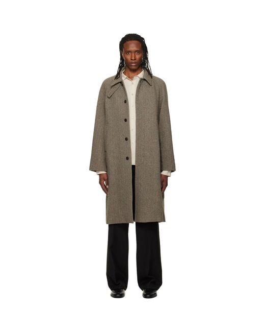 TONYWACK Natural Herringbone Wool Raglan Coat for men