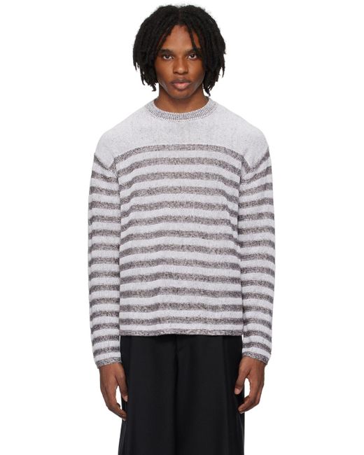 Ferragamo Gray Striped Sweater for men