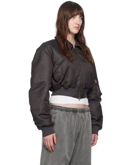 Acne グレー リラックスフィット ボンバージャケット Black