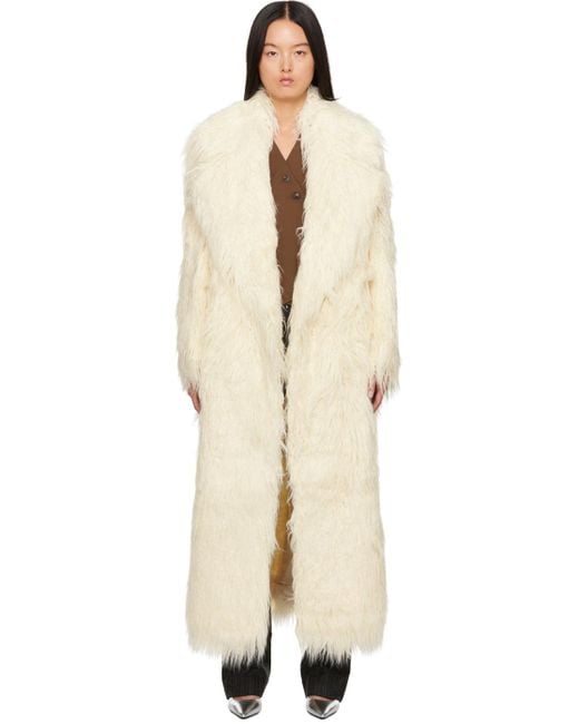 Faux fur top coat off white