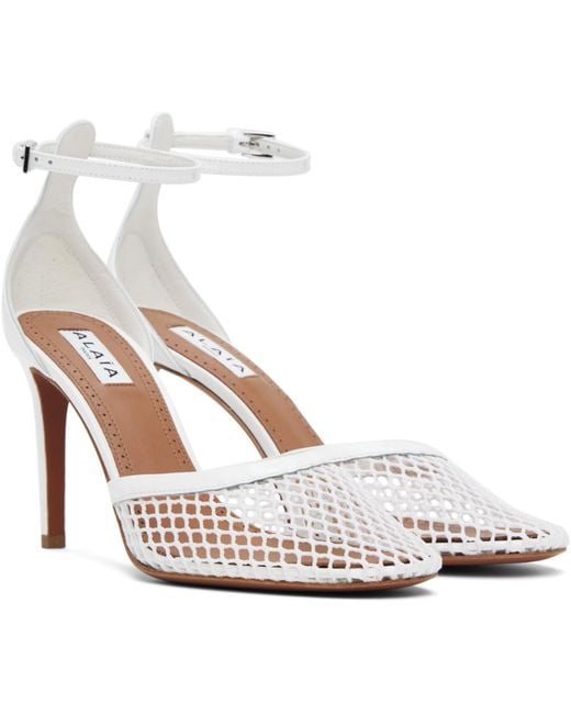 Alaïa White High Fishnet Heels