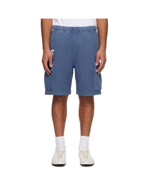 Aape By A Bathing Ape Blue Moonface Logo Cargo Sweat Shorts for men