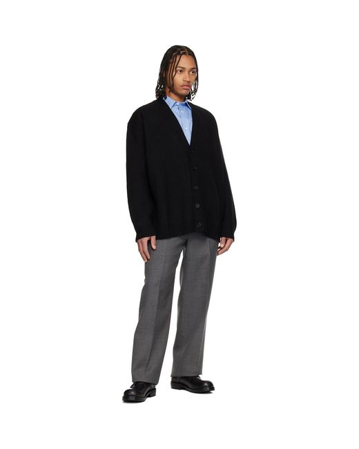 Jil Sander Black Wool V-Neck Cardigan for men