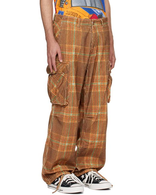 ERL Brown Printed Cargo Pants for men