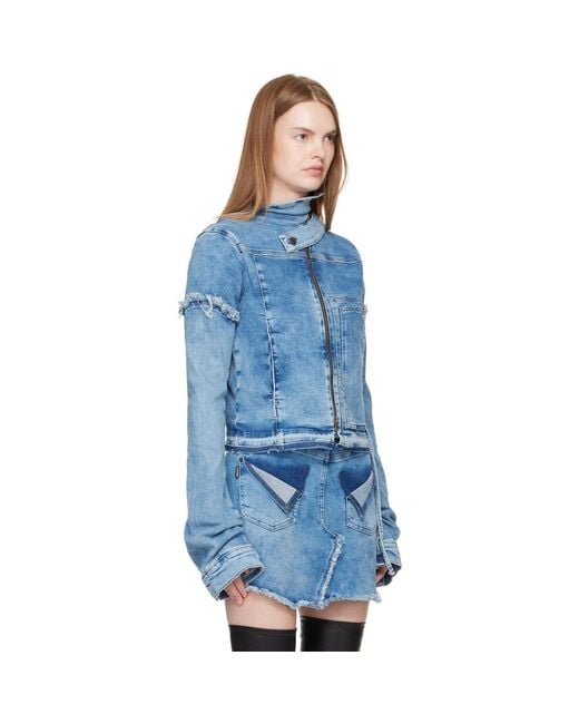 OTTOLINGER Blue Drape Collar Denim Jacket