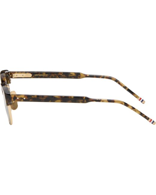 Thom Browne Brown Acetate & Titanium Oval Sunglasses for men