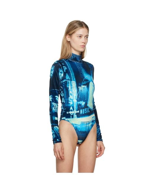 Jean Paul Gaultier Blue 'The Velvet Pigalle' Bodysuit