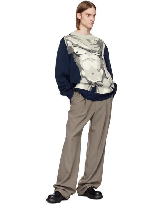 Charles Jeffrey Blue Sexy Bust Sweater for men