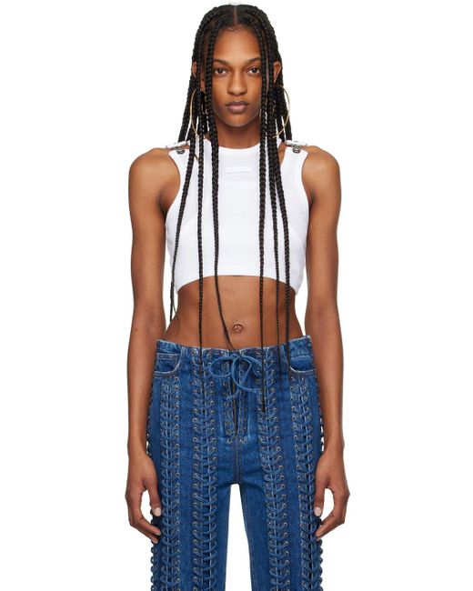 Jean Paul Gaultier Blue 'The Strapped Crop' Tank Top